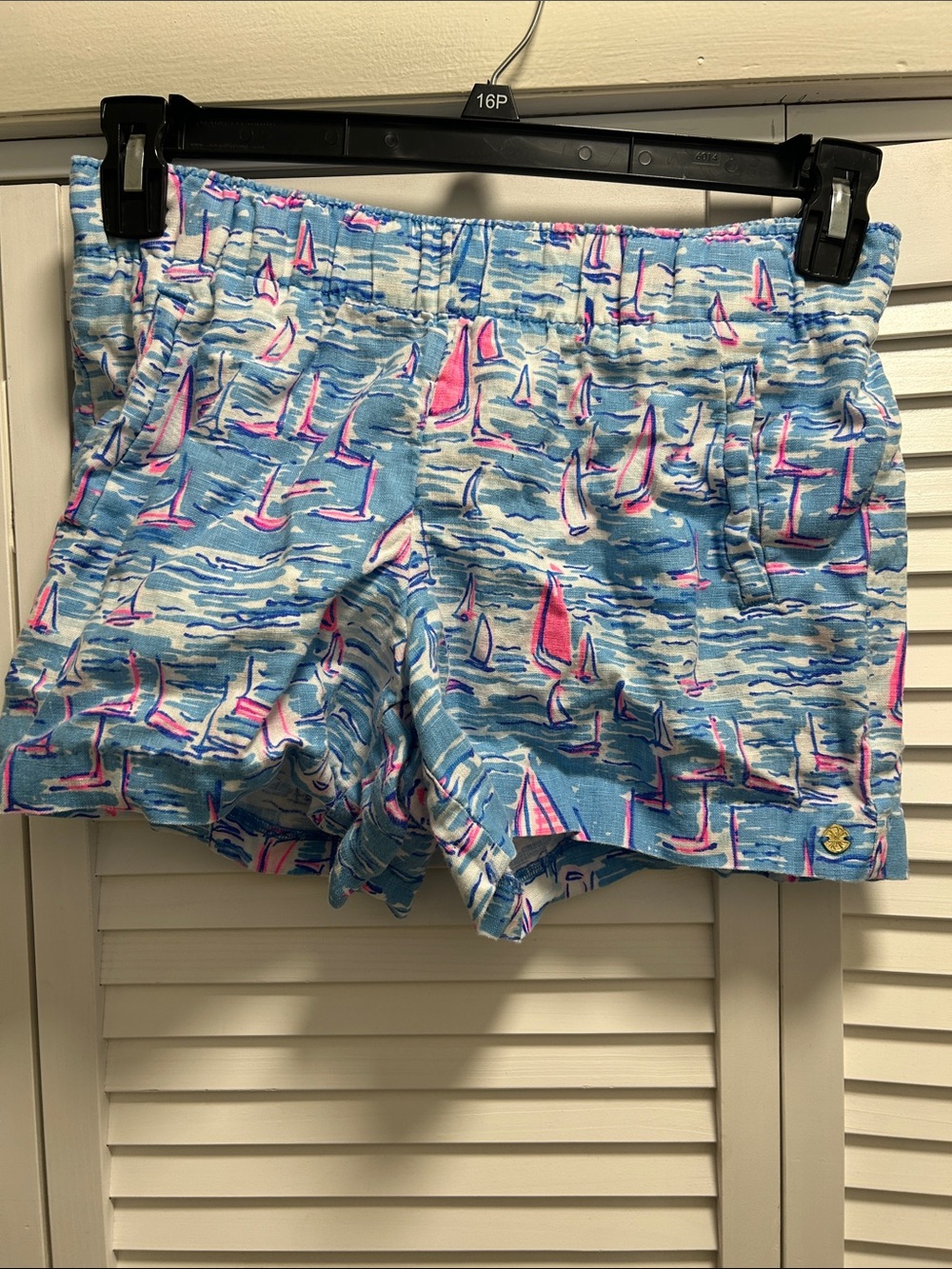 Lilly Pulitzer Blue & Pink Sailboat Print Bermuda Shorts